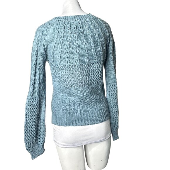 Anthro Guinevere cable knit sweater XS dark teal - Picture 3 of 5